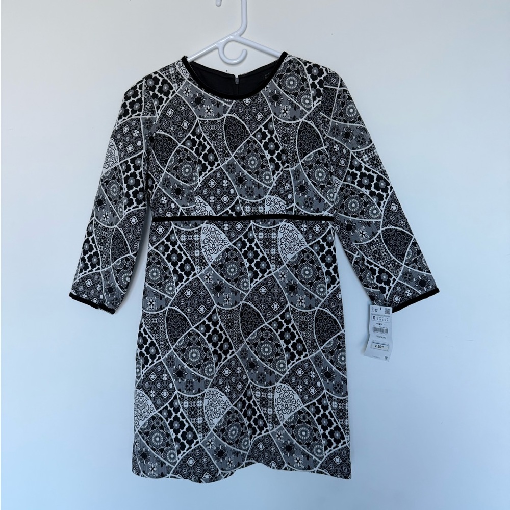 Zara Black and White Geometric Mini Dress